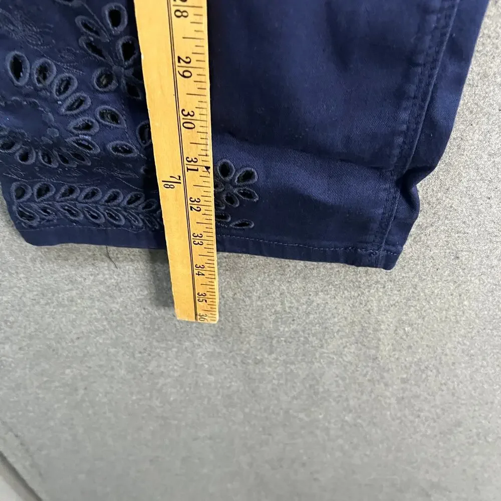 Laurie Felt Petite Daisy Floral Embroidered Ankle Jeans Navy, Plus Petite 22